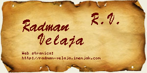 Radman Velaja vizit kartica